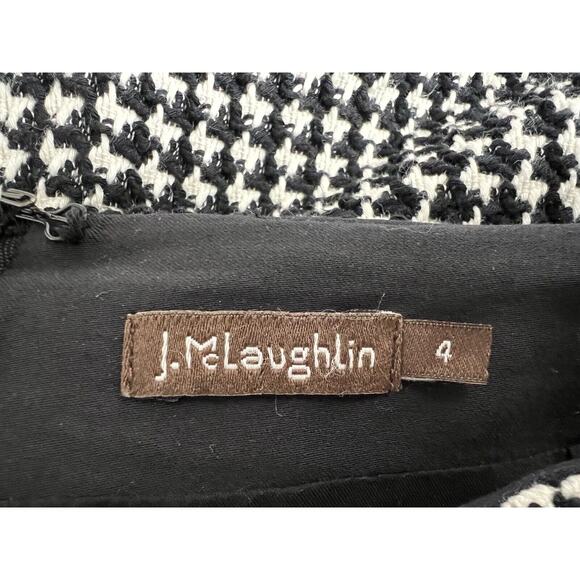J McLaughlin Houndstooth Pencil Skirt Womens Size 4 Textured Black Career Office - Picture 7 of 9